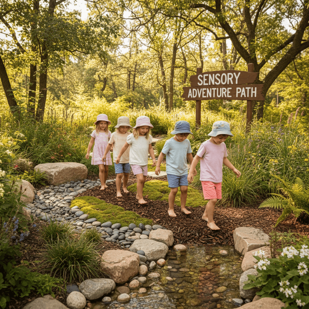Barefoot sensory trail experience for kids
