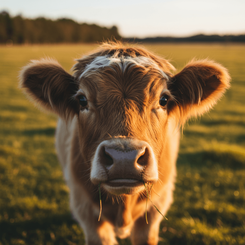 Close-up of a mini cow's face
